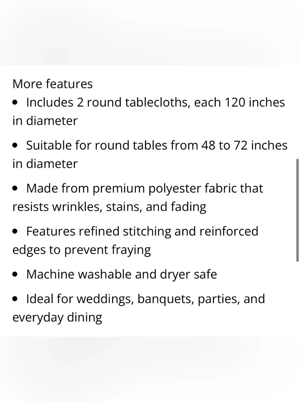 WHITE Tablecloths 120” ROUND Polyester (2-count)